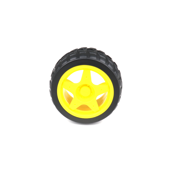 65mmX28mm Robotic Rubber Tyre Wheel for BO Motors Yellow Colour